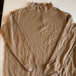 Men's Tan Peter Millar Half-Zip Sweater
